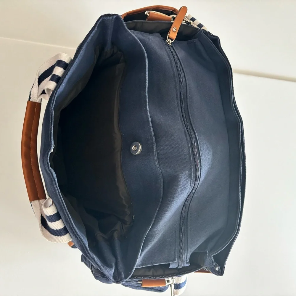 Baby K’tan Navy Canvas Diaper Bag Tote Insulated Bottle Pocket Paci Pouch